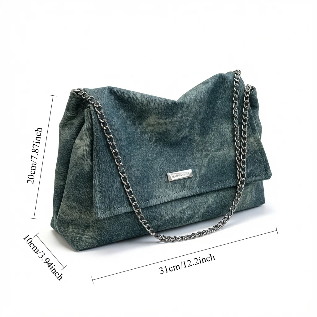 2025 Winter LEFTSIDE Vintage Chain Leather Handbags Women Simple Tote Bag Casual Travel Crossbody Shoulder Bag