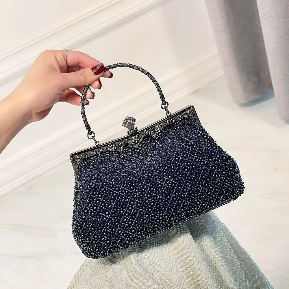 Purses and handbag luxury Designer Clutch purse handmade Pearl decoration Party Wedding Evening bag banquet bag