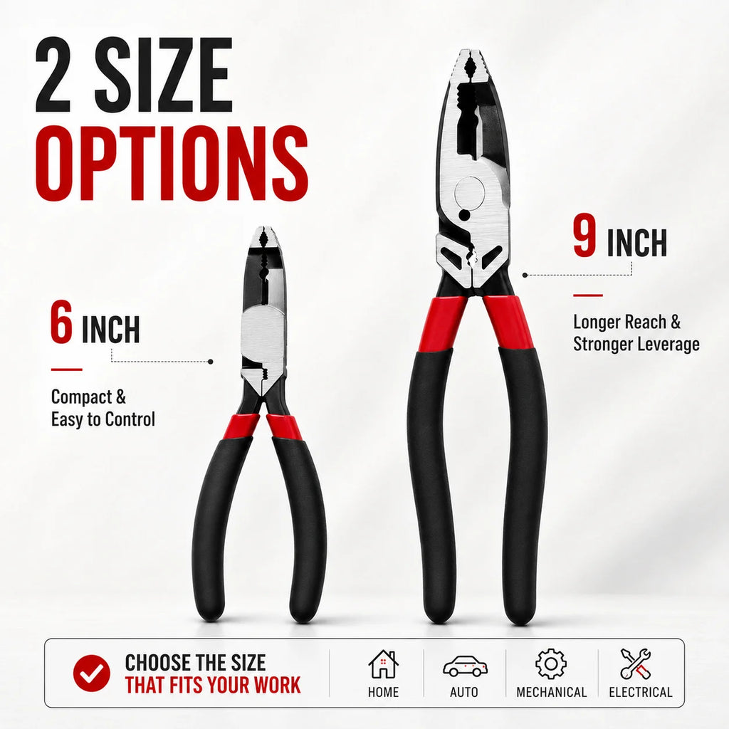 Multi-Disassembly Pliers, Stripped Damaged Screw Remover, Wire Cutter Crimper for Home Electrical Repair, Anti-Slip Grip