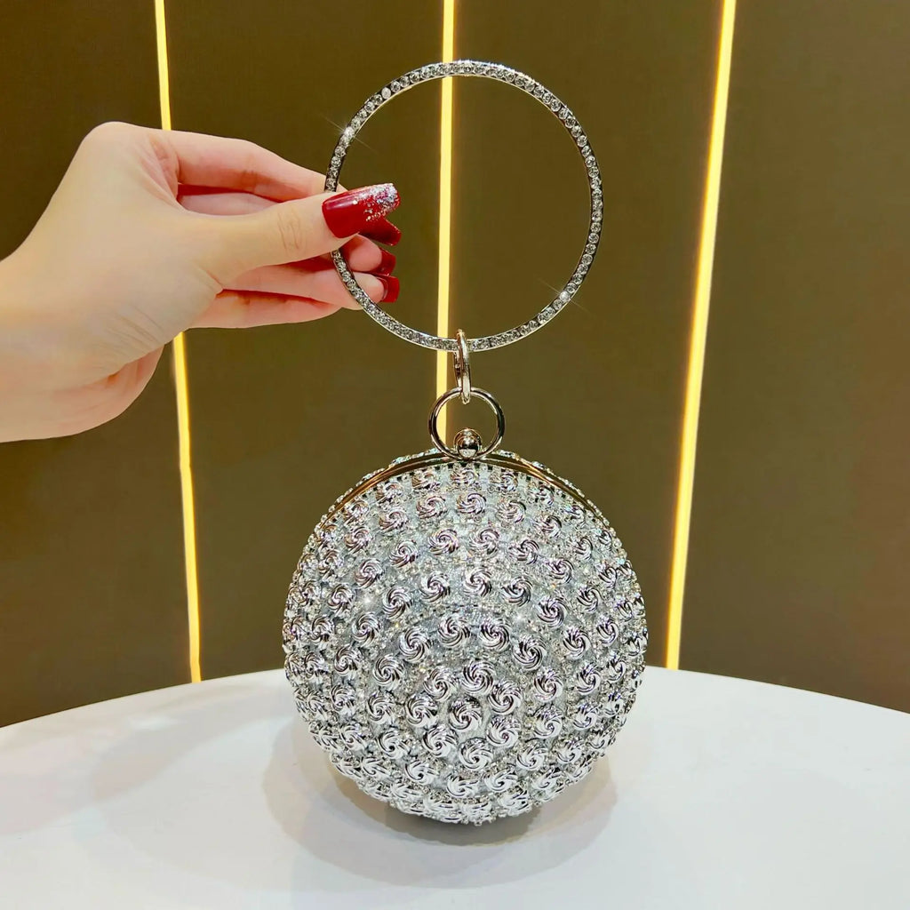 Women's Evening Bag Pearl Rhinestone Dinner Bag Spherical Tassel Banquet Fashion Handbag for Party Wedding Cocktail Party