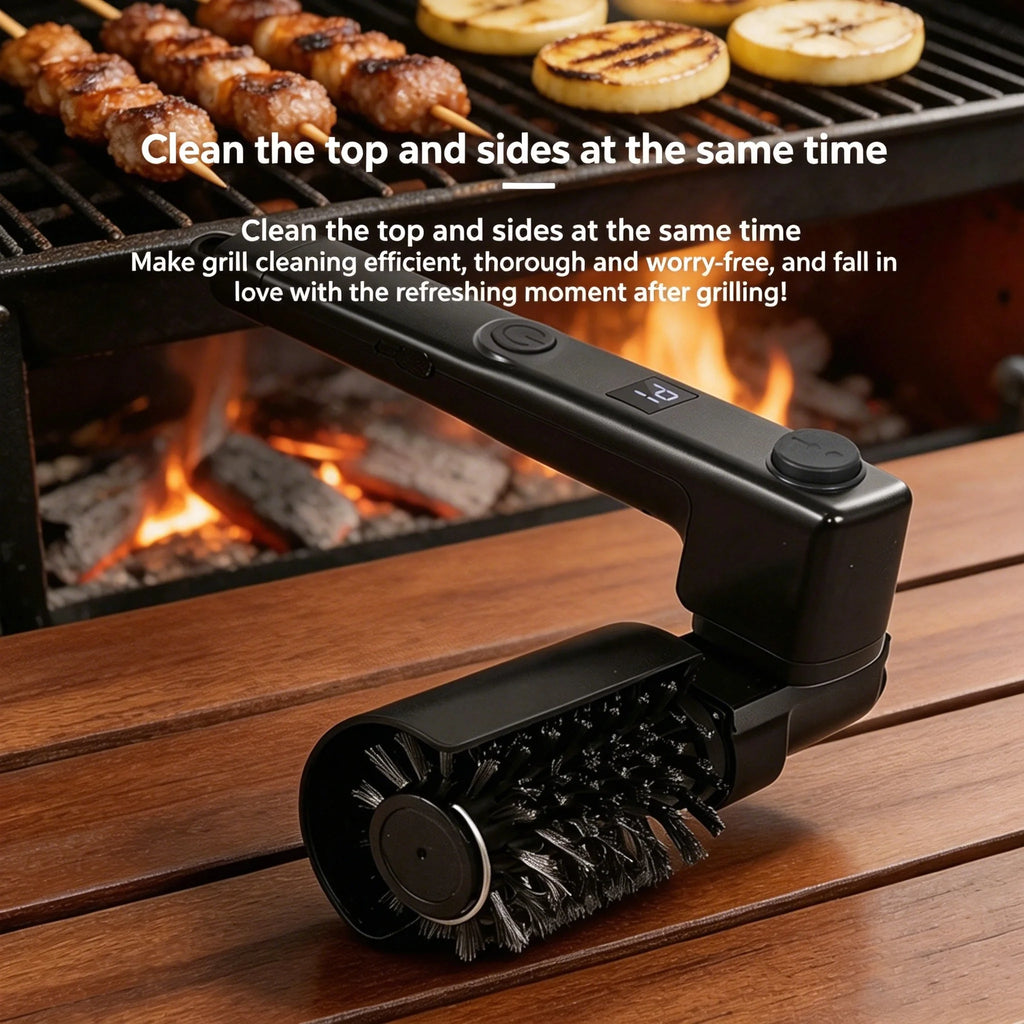 Electric Grill Brush Rechargeable, 3 Powerful Speed BBQ Grill Brush for Outdoor Grill, 180° Adjustable, Stainless Steel Rotary B