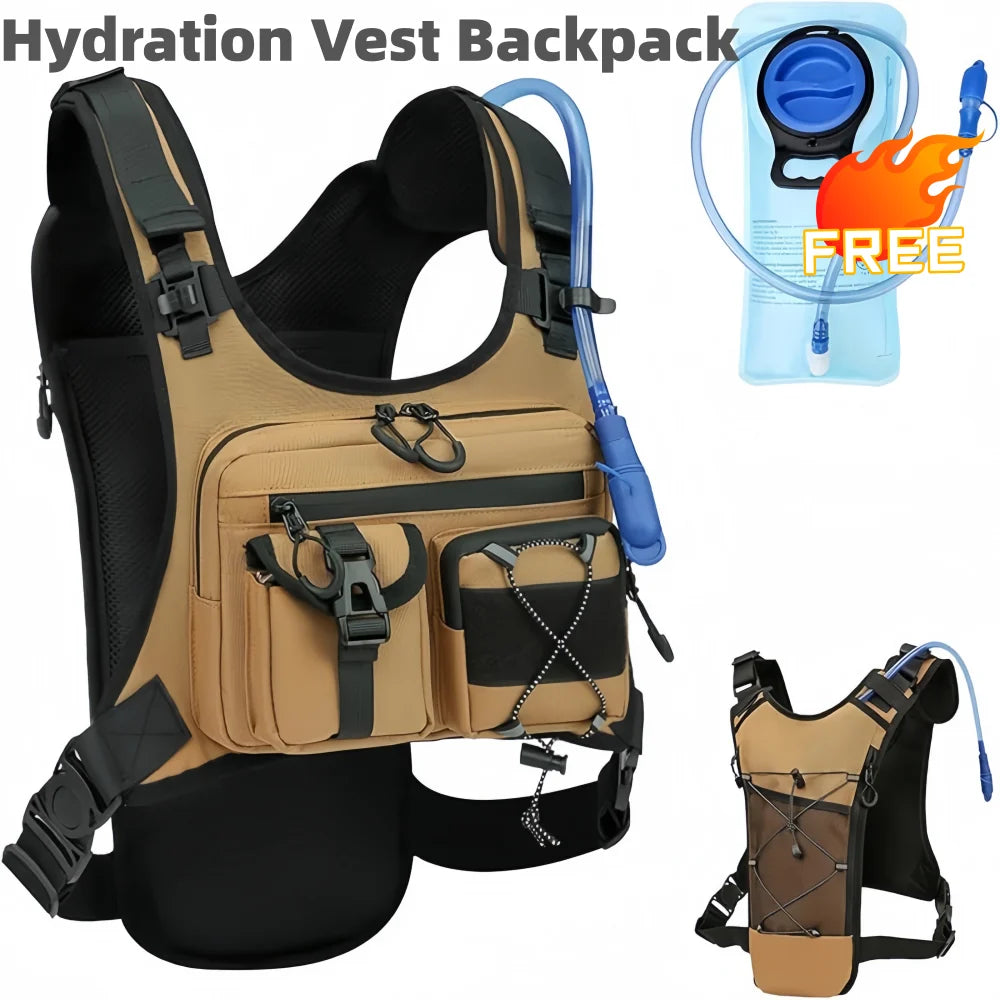 Multi-functional Lightweight Chest Bag Oxford Cloth Water Resistant Running Vest Bag Hydration Vest Backpack Tactical Pack