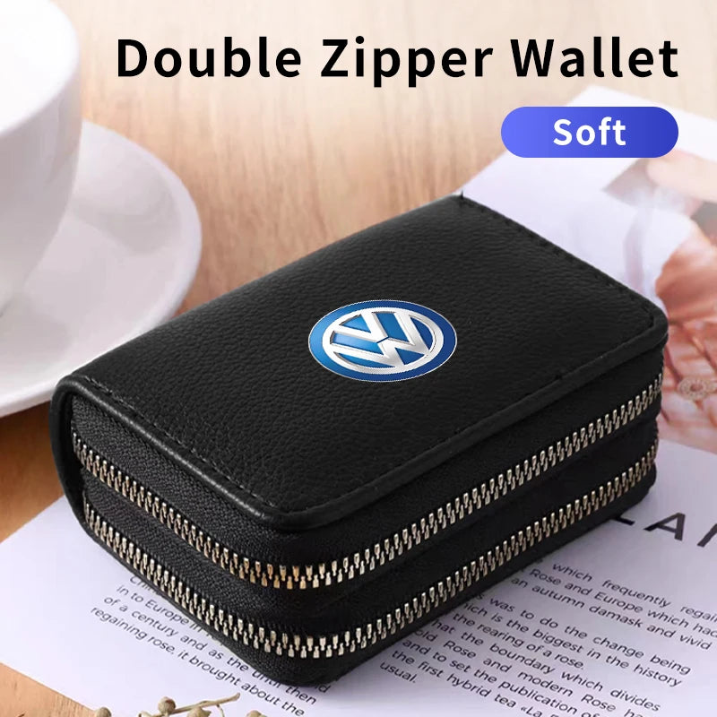 Cup Holders Car Credit Card Wallet Holder Zipper Coin Purse Pocket Accessories For Volkswagen VW Passat Golf Tiguan Scirocco Jet