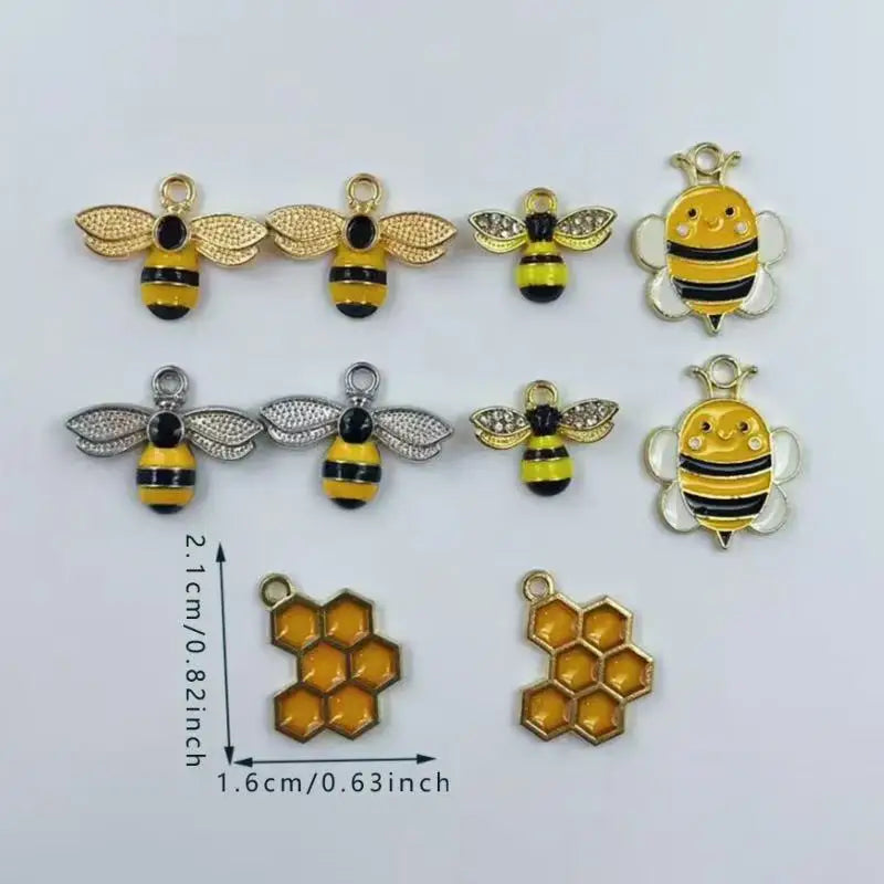10pcs Cartoon Bee Anime DIY Alloy Drip Oil Pendant Accessories Phone Case Patch Decoration