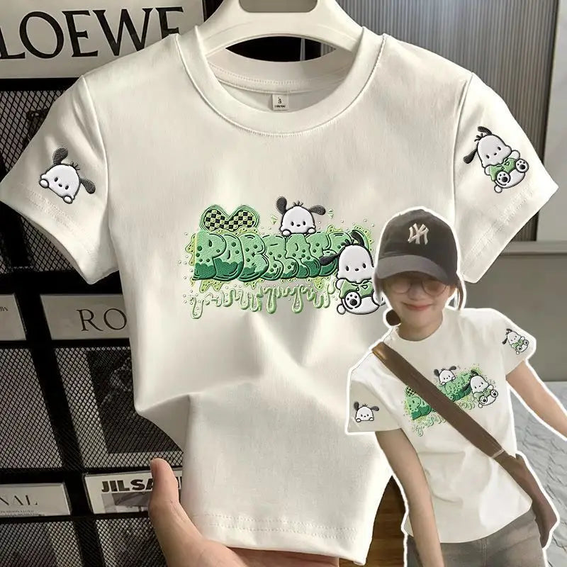 Summer Short-Sleeved Best-Selling Women's Clothing 2026 New Pochacco T-Shirt Tops Cartoon Print Versatile Half-Sleeved Fashion