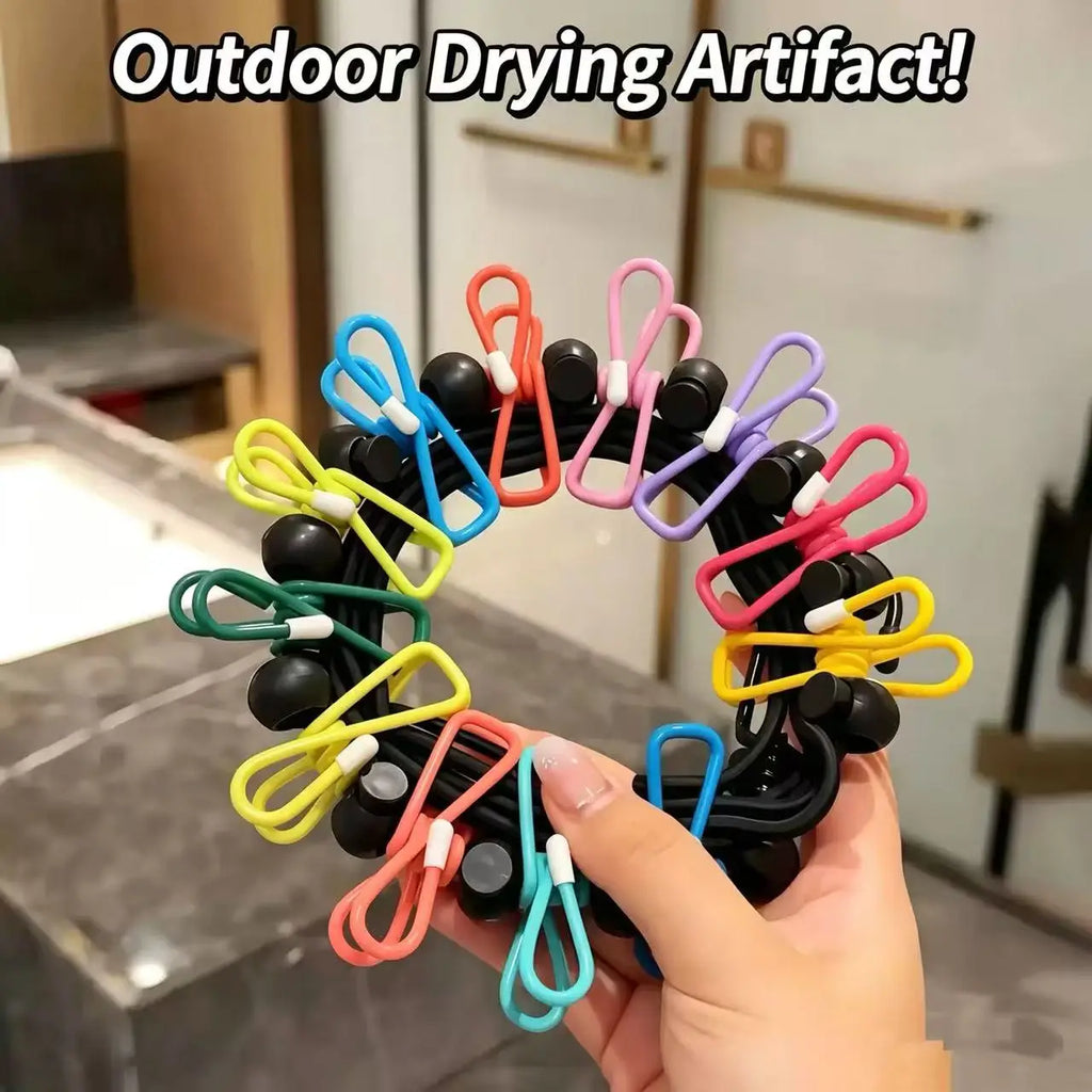1.8M Portable Elastic Clothesline With Clips,Windproof Travel Laundry Drying Rope For Camping Business Trip Hotel Clothes