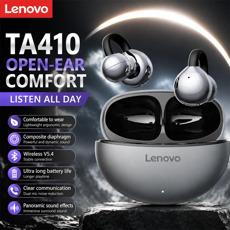 Lenovo TA410 TWS Wireless Earclip Earphones Panoramic Spatial Sound Effects Long Battry Life HD Voice Bluetooth Gaming Earphones