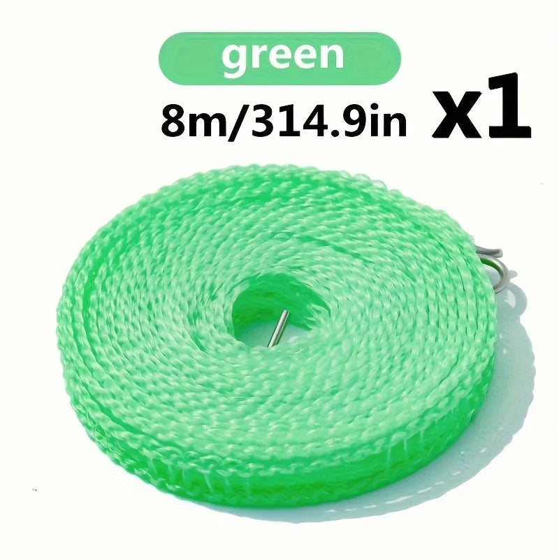 1PC 314.9in Portable Clothesline for Fall & Winter - Windproof, No-Drill Outdoor String, Upgraded Anti-Slip Camping Clothesline