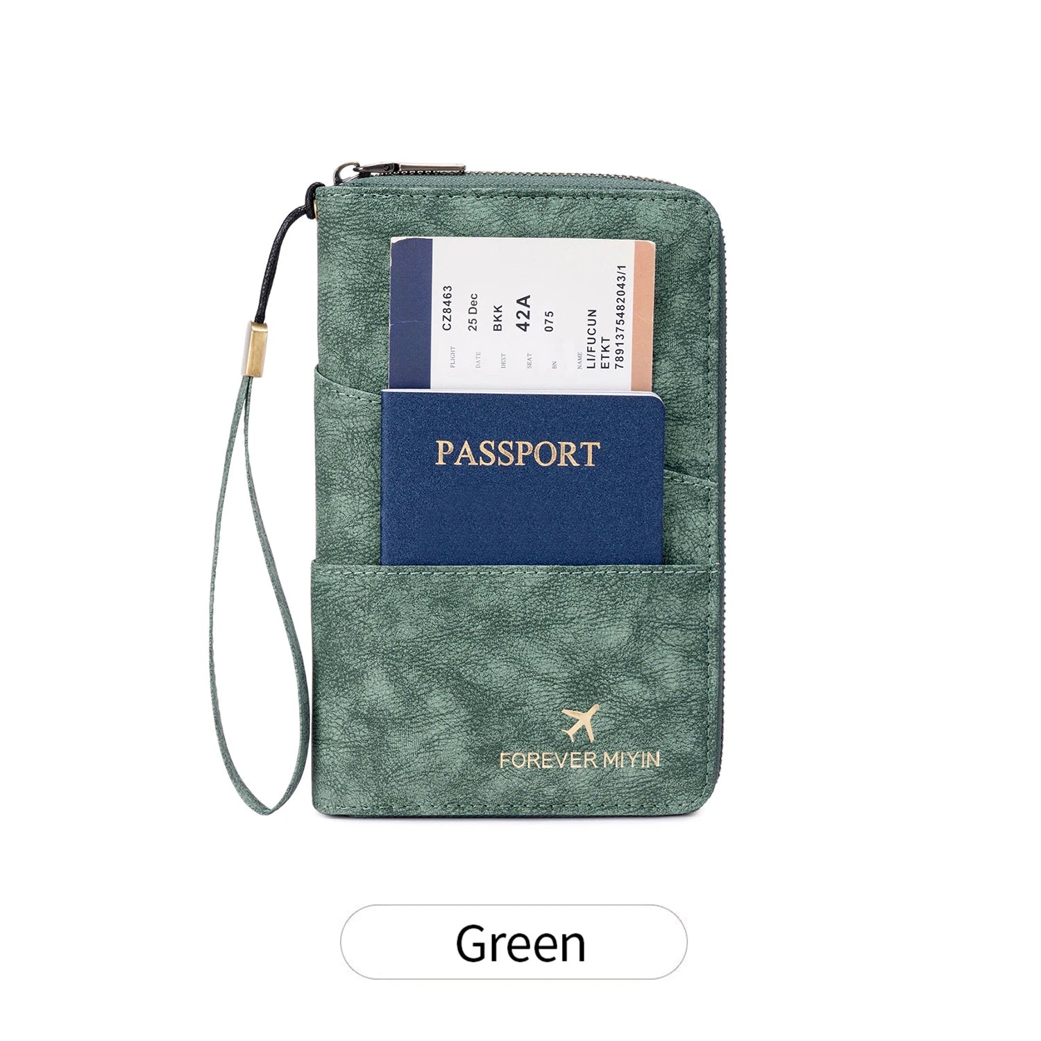 Travel Family Passport Holder RFIDShielded Large-Capacity Document Zippered Storage Wallet PU Clutch Bag Unisex Travel Accessory