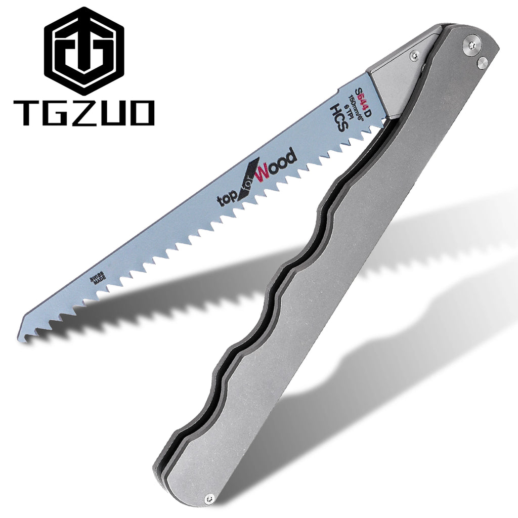 Folding Hand Saw Titanium Handle Carbon Steel Blade Multifunctional Outdoor Camping Saw Logging Saw For Garden Pruner Tools Tree