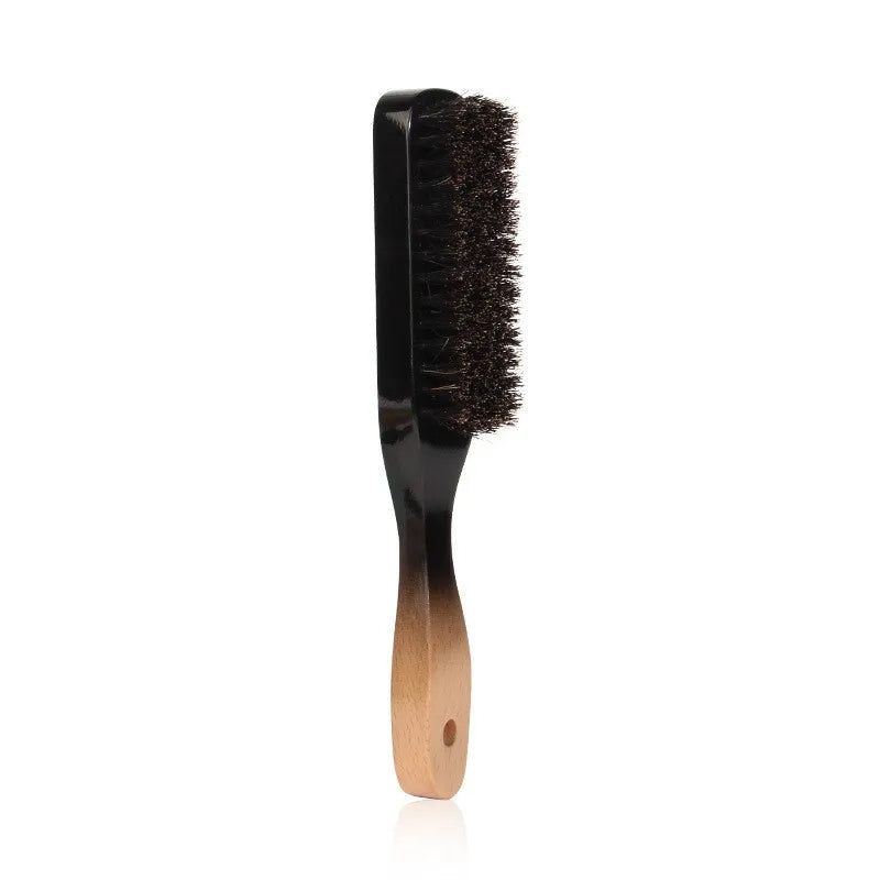 Hair Brush Wood Handle Boar Bristle Beard Comb Styling Detangling Straighten Brown Boar Bristles Massage Comb