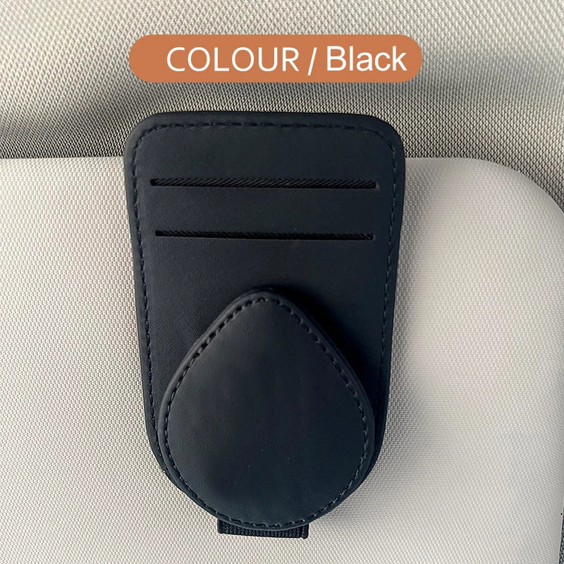 Car Sunglasses Holder Clip Universal Auto Sun Visor Eyeglass Hanger Cards Glasses Storage Bracket Leather Interior Accessories
