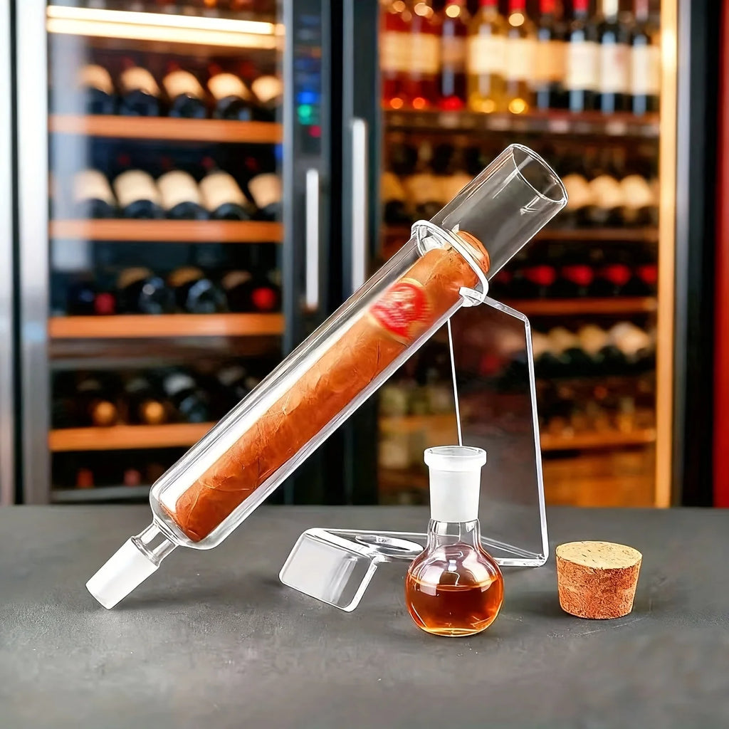 Cigar Tube Moisture Retention Box, Cigar Flavor Injector, Optional with Or Without Ball Base, with Wooden Stopper, Cigar Aroma