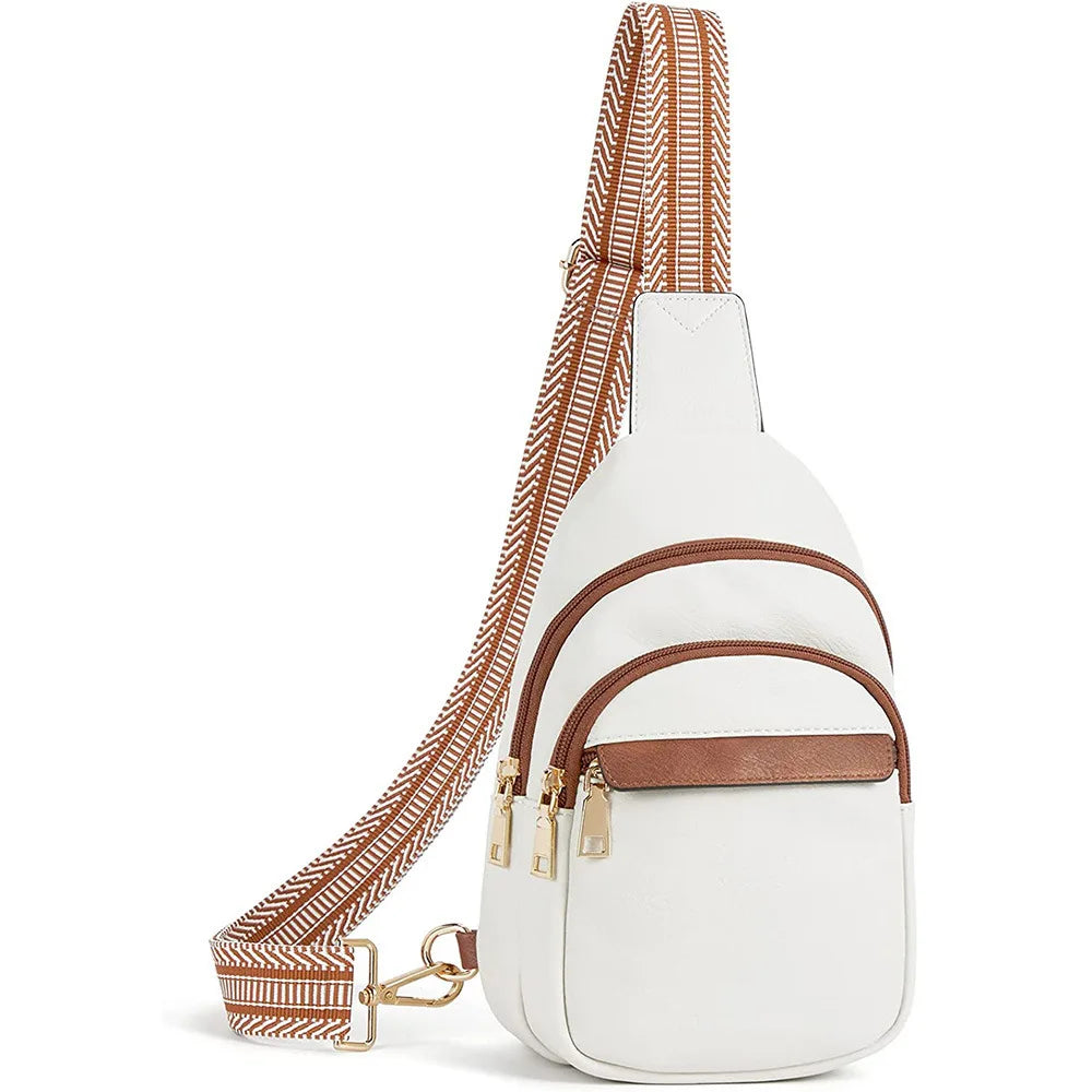 New Chest Sling Bag Crossbody Bag Pu Leather Shoulder Bag Large Sling Backpack Fanny Packs Chest Bag Travel Cycling Sports Bag