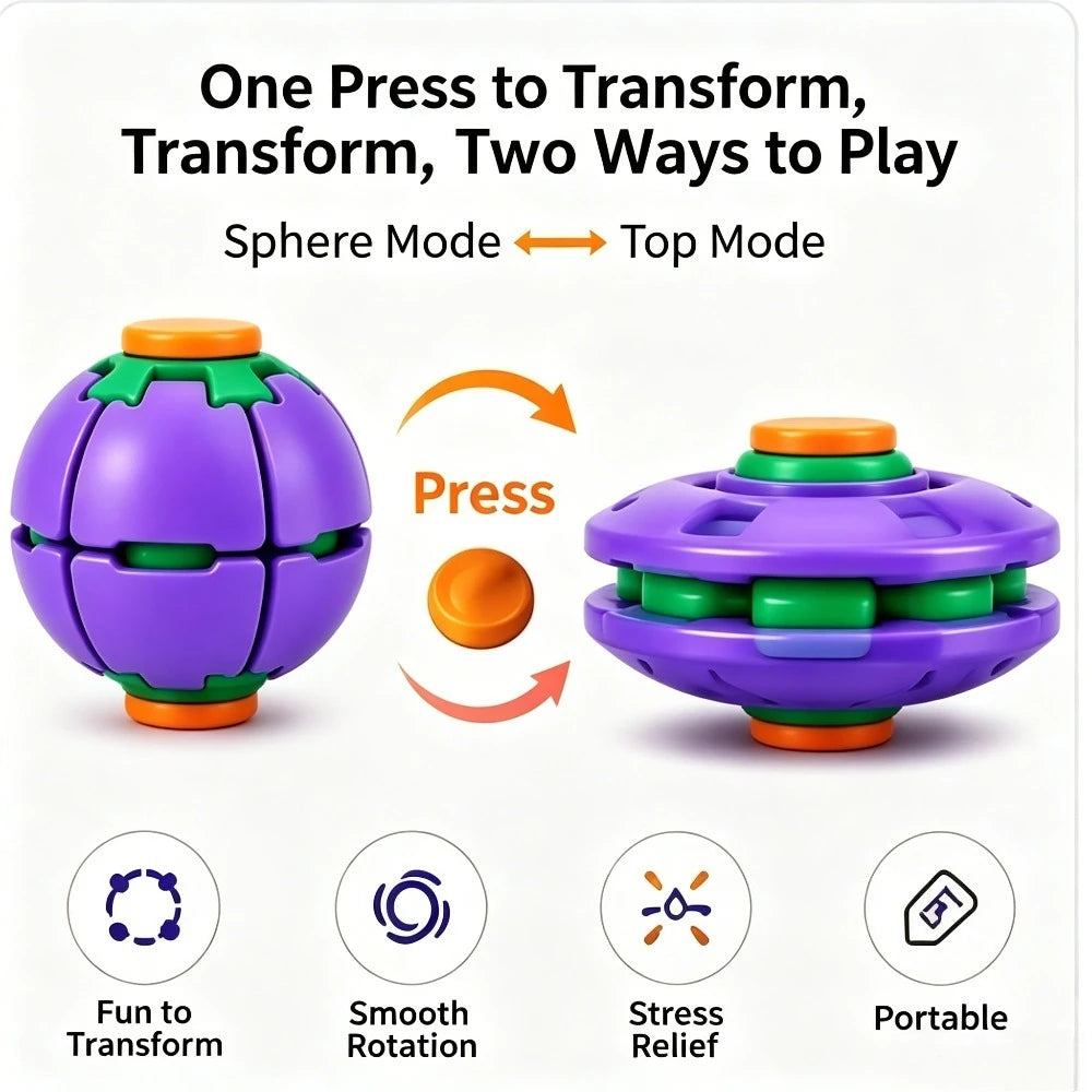 Transforming Fidget Spinner Ball Press To Spin Stress Relief Toy Deformation Sensory Finger Spinner For Kids Adults Relief Gift