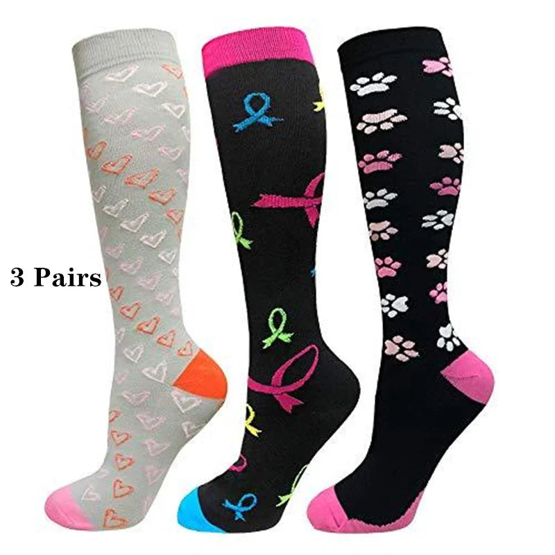 Unisex Compression Socks for Men and Women Medical Diabetes Varicose Veins Sports Socks for Running Cycling Travel Flight Yoga