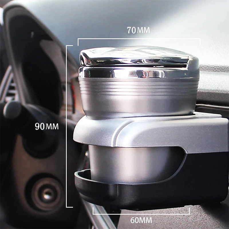 Car Ashtray with LED Light High Flame Retardant Smell-Proof Cigarette Ash Cup Holder Luxury Auto Interior Decorative Accessory