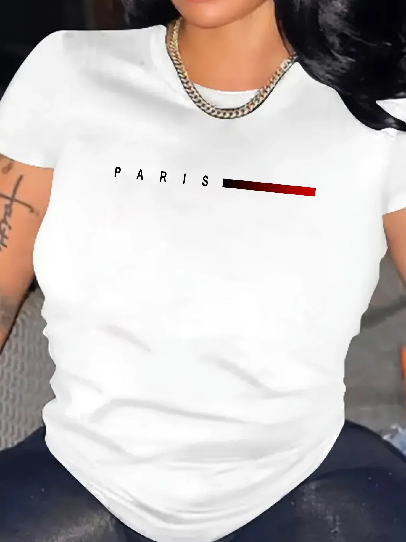 Paris Letter Print Plus Size T-shirt Women's Harajuku Short Sleeve Casual Women's T-shirt Clothing Street Tees Aesthetic Clothes