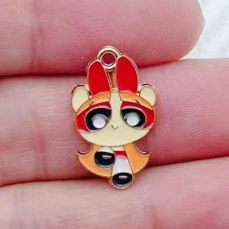 10pcs Alloy Oil-Dripping Cartoon Girl Pendant, DIY Jewelry Making Earrings Keychain Accessories