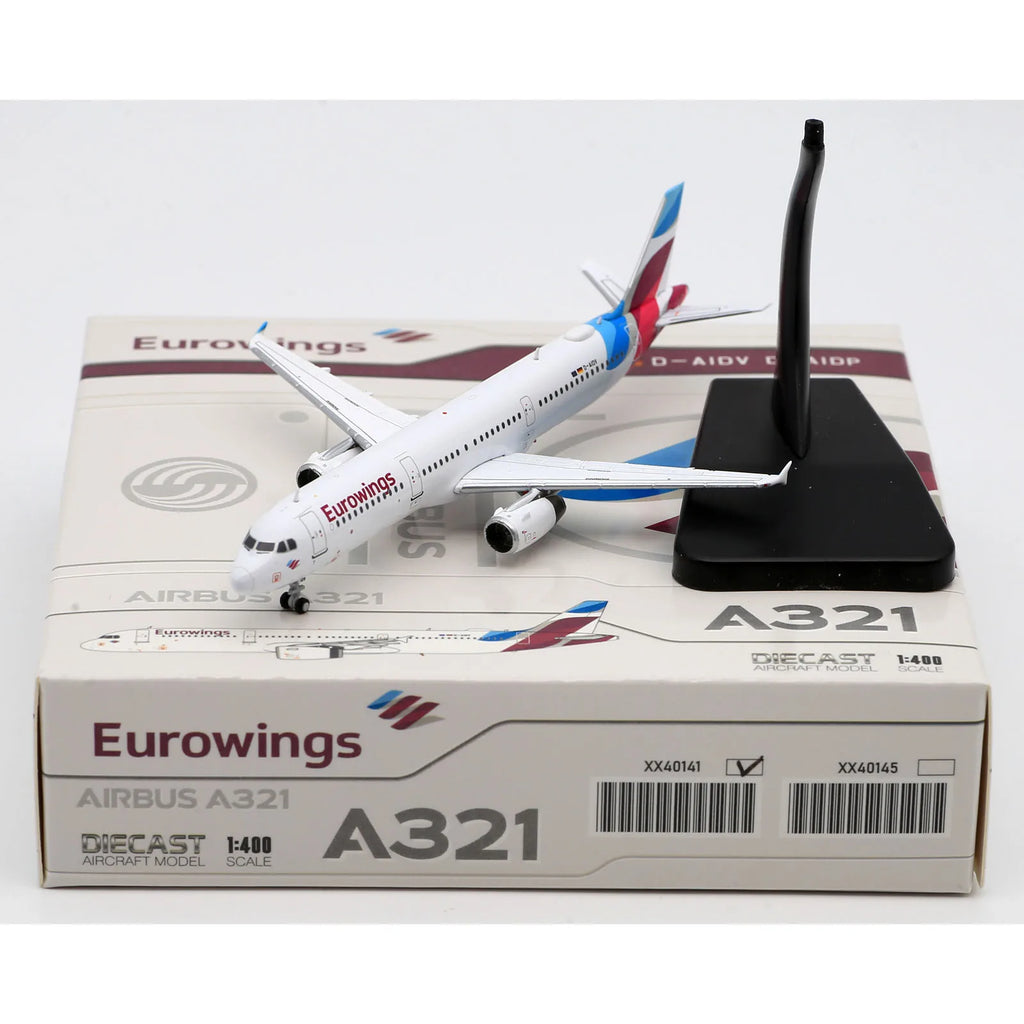 XX40141 Alloy Collectible Plane Gift JC Wings 1:400 Eurowings Airlines Airbus A321 Diecast Aircraft Jet Model D-AIDV With Stand