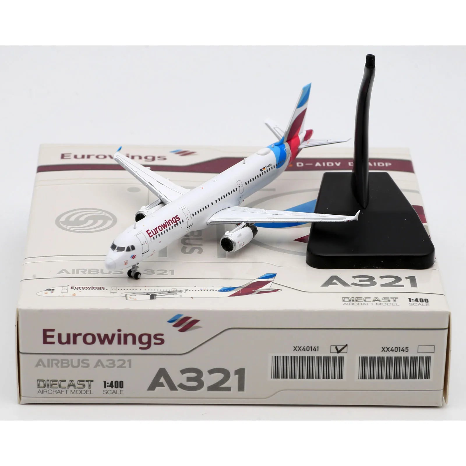 XX40141 Alloy Collectible Plane Gift JC Wings 1:400 Eurowings Airlines Airbus A321 Diecast Aircraft Jet Model D-AIDV With Stand