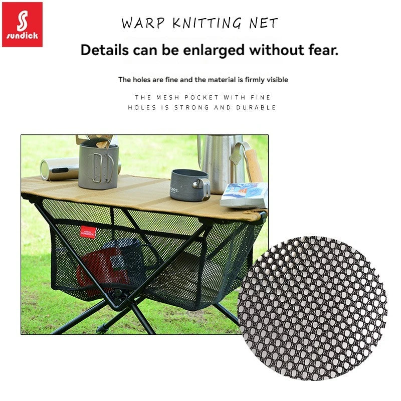 Camping Table Hanging Net Basket Folding Table Storage Rack Portable Mesh Bag Hook Holder for Outdoors Picnic Cookware Organizer