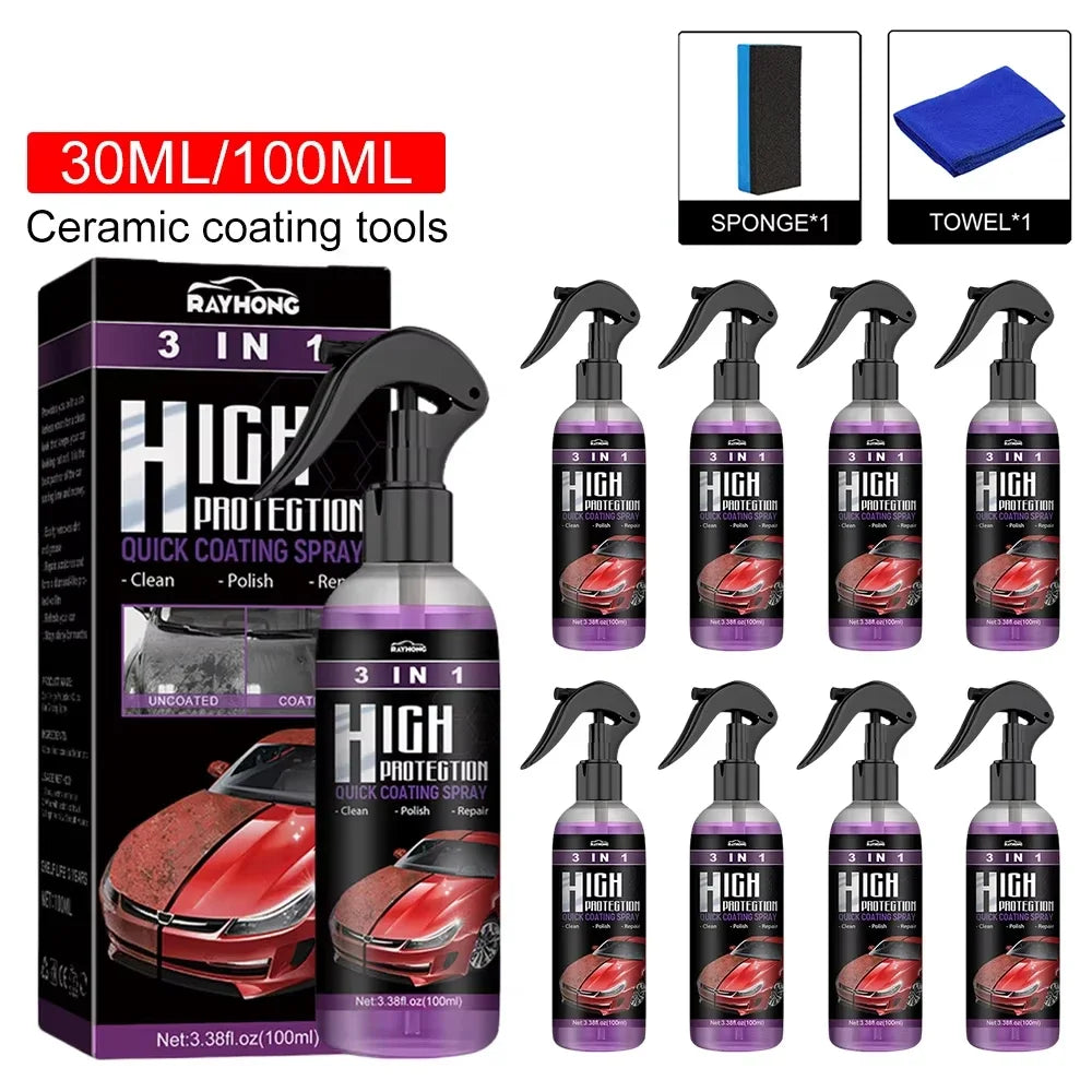 3 In 1 Quick Coating Spray High Protection Shine Armor Ceramic Car Wash Shield Coating Cleaning Nano Polishing Paint Wax Amagi