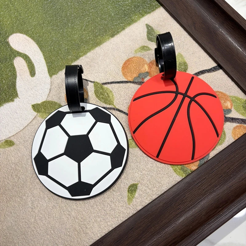 1/2Pcs Sports Basketball, Football, Baseball, Name Luggage Tag, Soft Silicone Anti-Loss Tag, Luggage Suitcase, Travel Backpack P