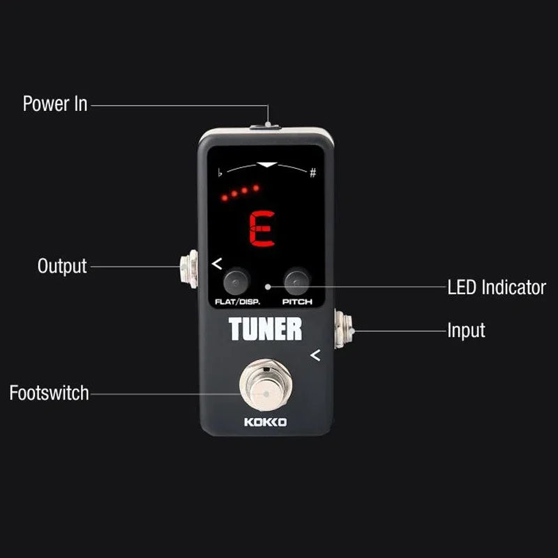 KOKKO Tuner Mini Electric Guitar Tuner Effect Pedal with LED Display True Bypass Guitar Effects Pedal Instrument Accessories