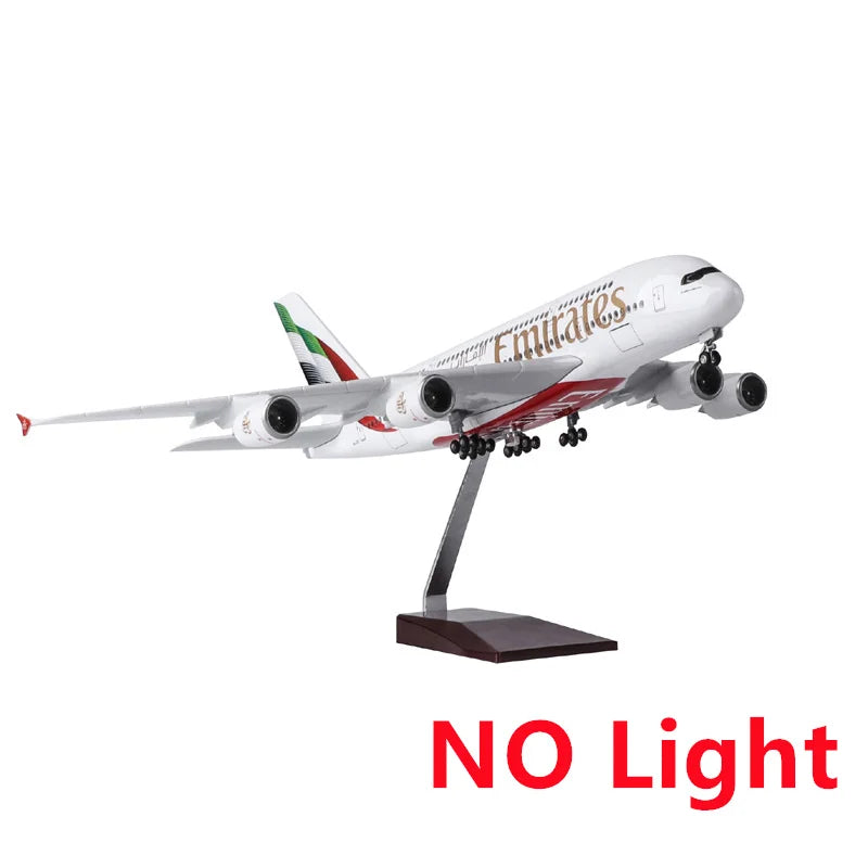 Airbus A380 UAE/Emirates Toy Plane Model 1/160 Scale 18 inchs Large Model Airplane Toy Kits with Stand Airliner Model Plane