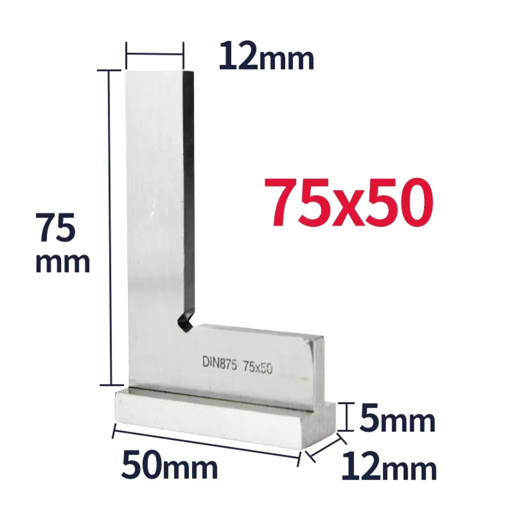 Durability Stainless Steel Try Square 90 Degree Flat Edge Square Angle Ruler Thickened With Base Carpentry Ruler