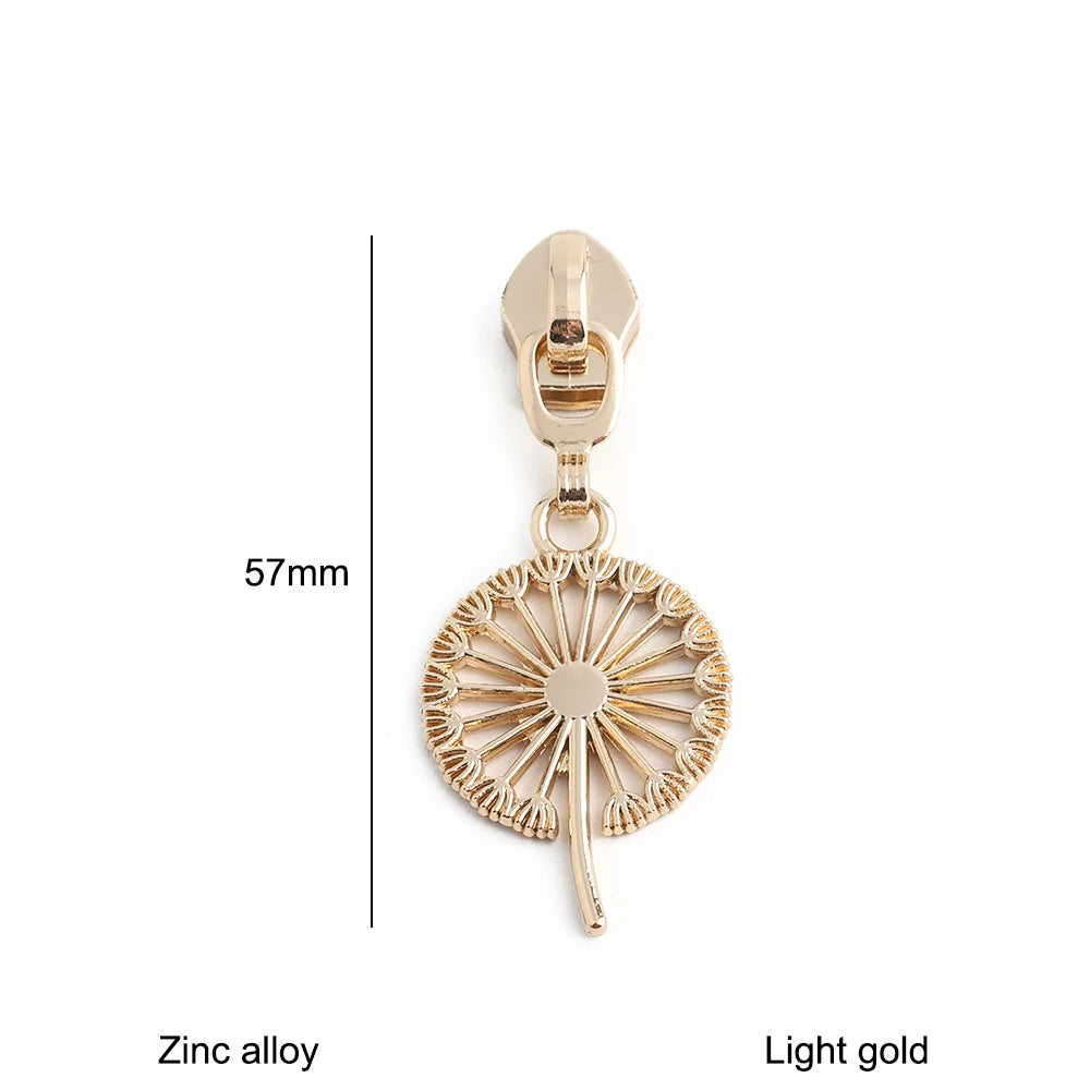 10/30/100PCS 5# Dandelion,Fern Leaf Shape Limited Letter Embossed Zipper Puller Sliders For Handbag Backpack Garment Accessories