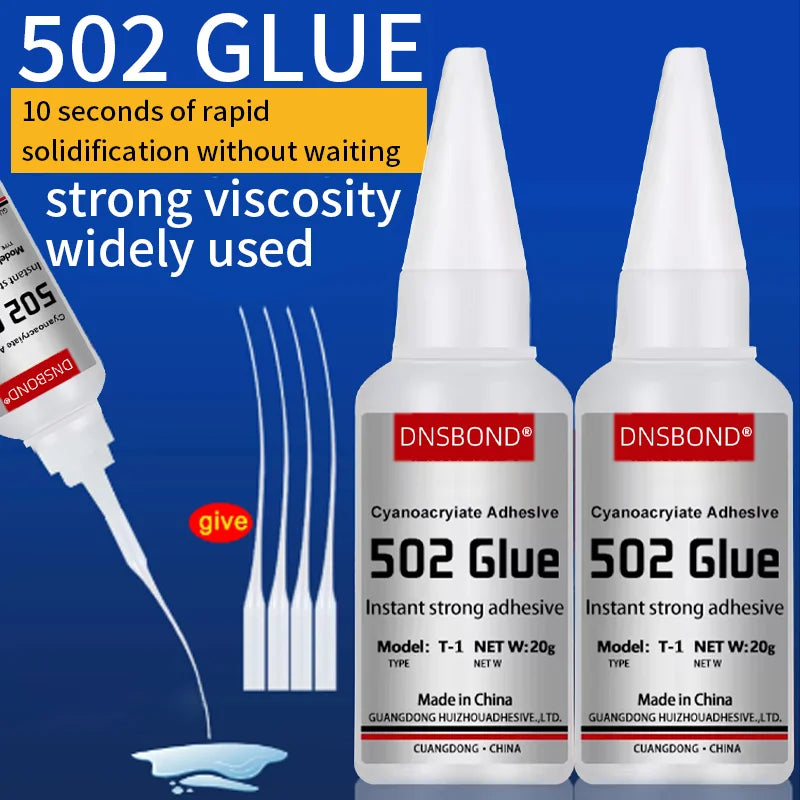 502 Super Glue Clear Strong Adhesive Fast Drying Cyanoacrylate Glue for Wood Rubber Leather Plastic Metal Jewelry DIY Crafts