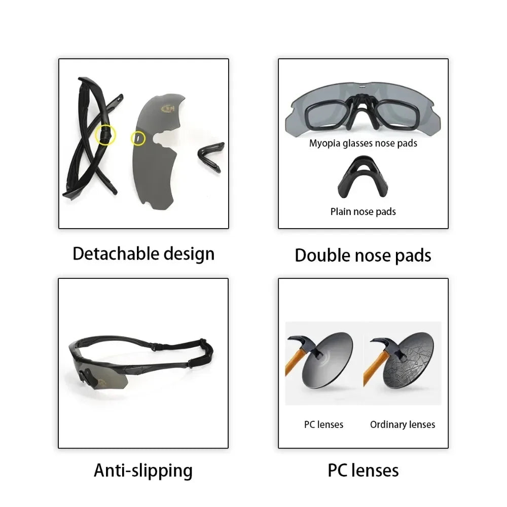 New Style Tactical Goggles CS Airsoft Windproof Shooting Glasses HD 3 Lens Motocross Motorcycle Mountaineering Safe Glasses