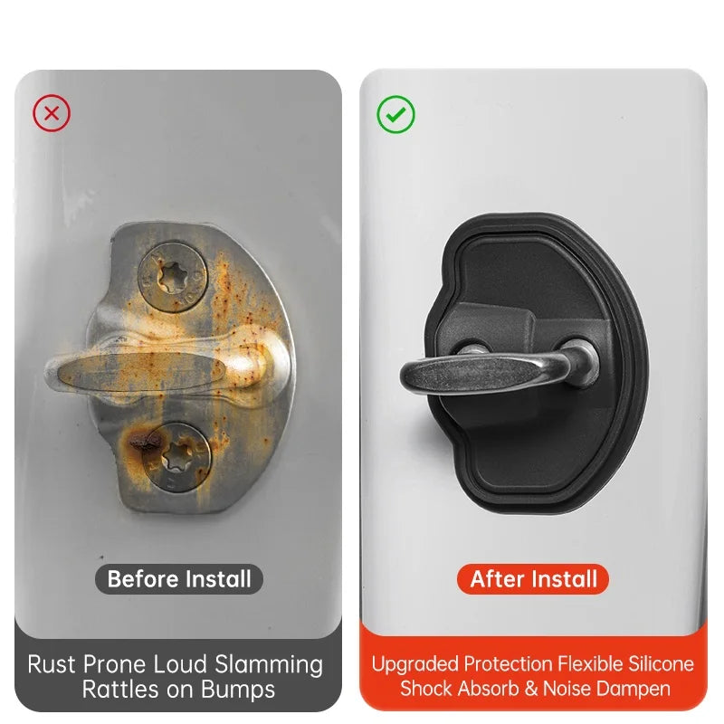 YZ 4Pcs Car Silicone Door Lock Cover Protective Stickers Car Door Lock Damper For Tesla Model 3 Y YL Highland Juniper Accessorie