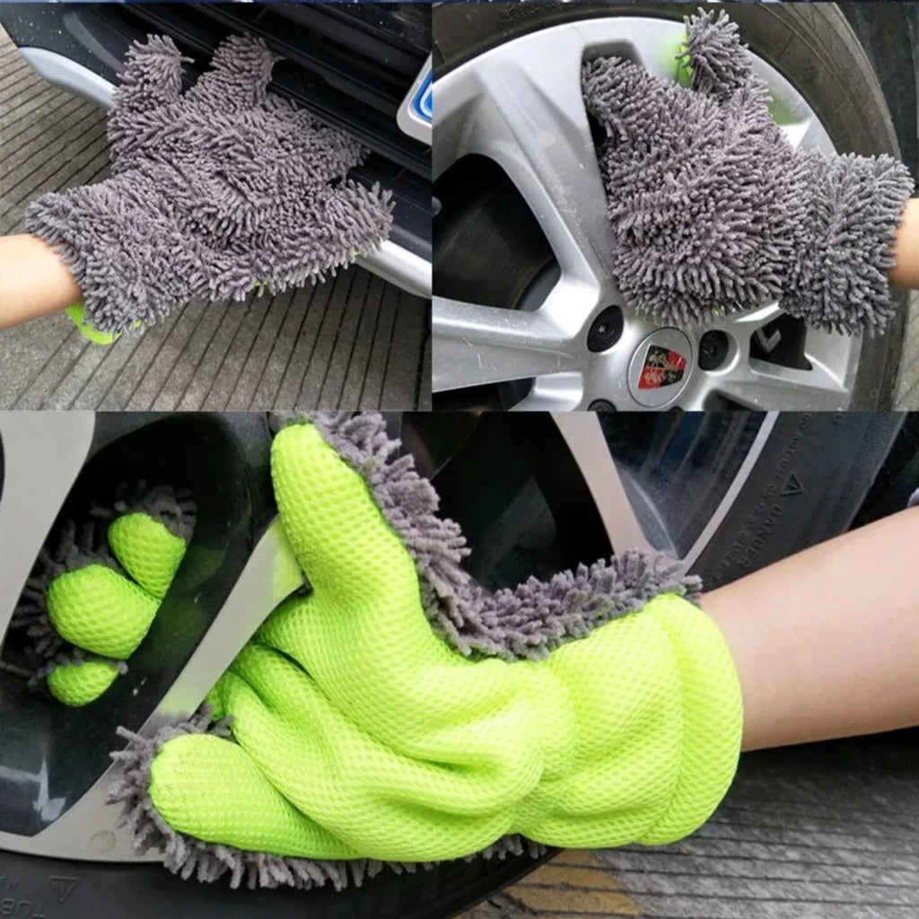 Car Wheel Cleaning Brush And Gloves Set Short Handle Tire Rim Washing Brush Uses For Vehicles Cleaning Maintain Accessories Auto