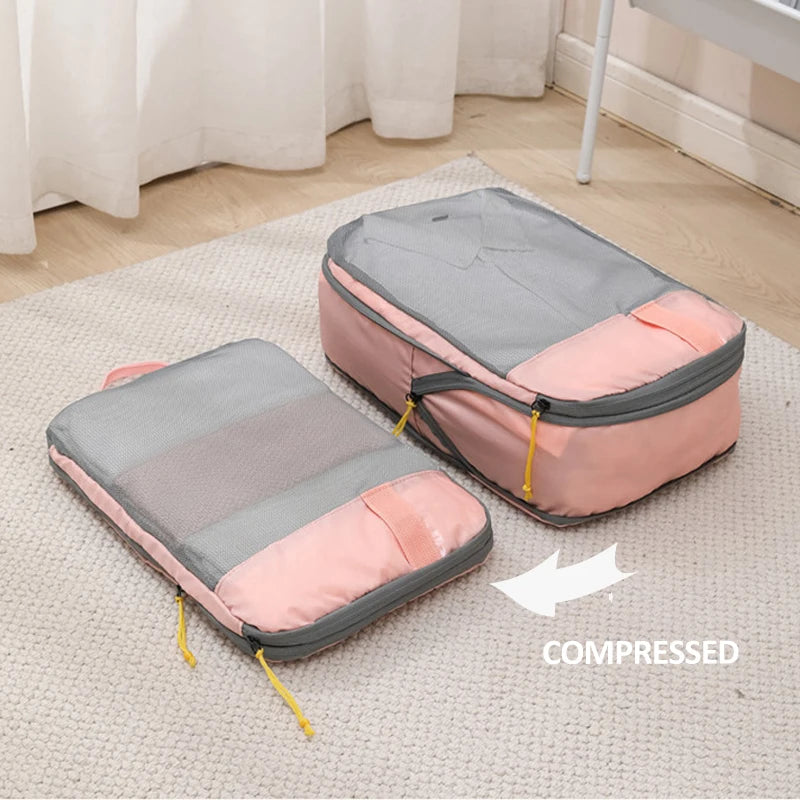 3pcs High Quality Packing Cubes Set Mesh Visible Travel Clothing Organiser Bag Portable Suitcase Pouch Compression Packing Cube