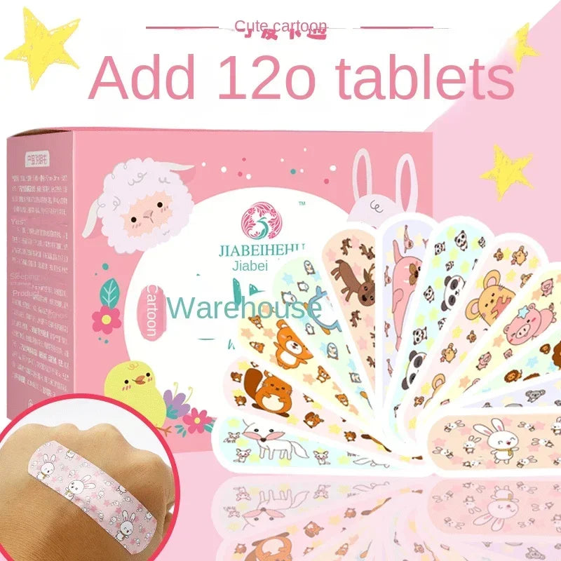 120pcs Cartoon Waterproof Wound Bandages for Kids First Aid Children's Plaster Wraps Non-Toxic Fun Designs for Safe Healing