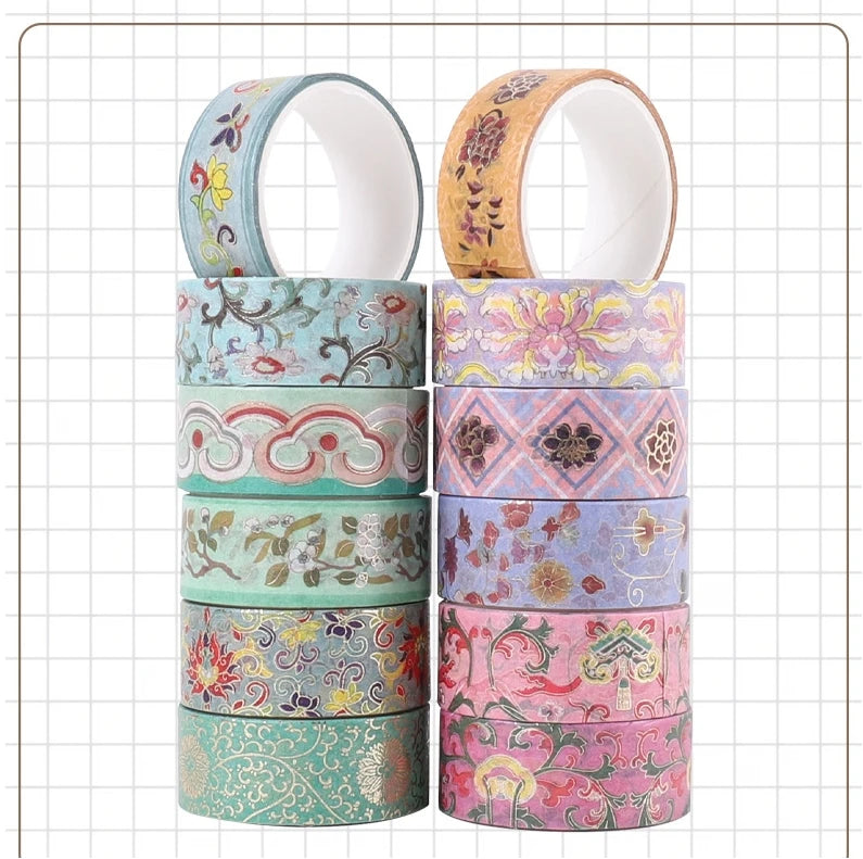 12Pcs/Set Japanese Style Washi Tapes Masking Tape Washi Stickers Scrapbooking Adhesive DIY Decorative Stationery School Supplies