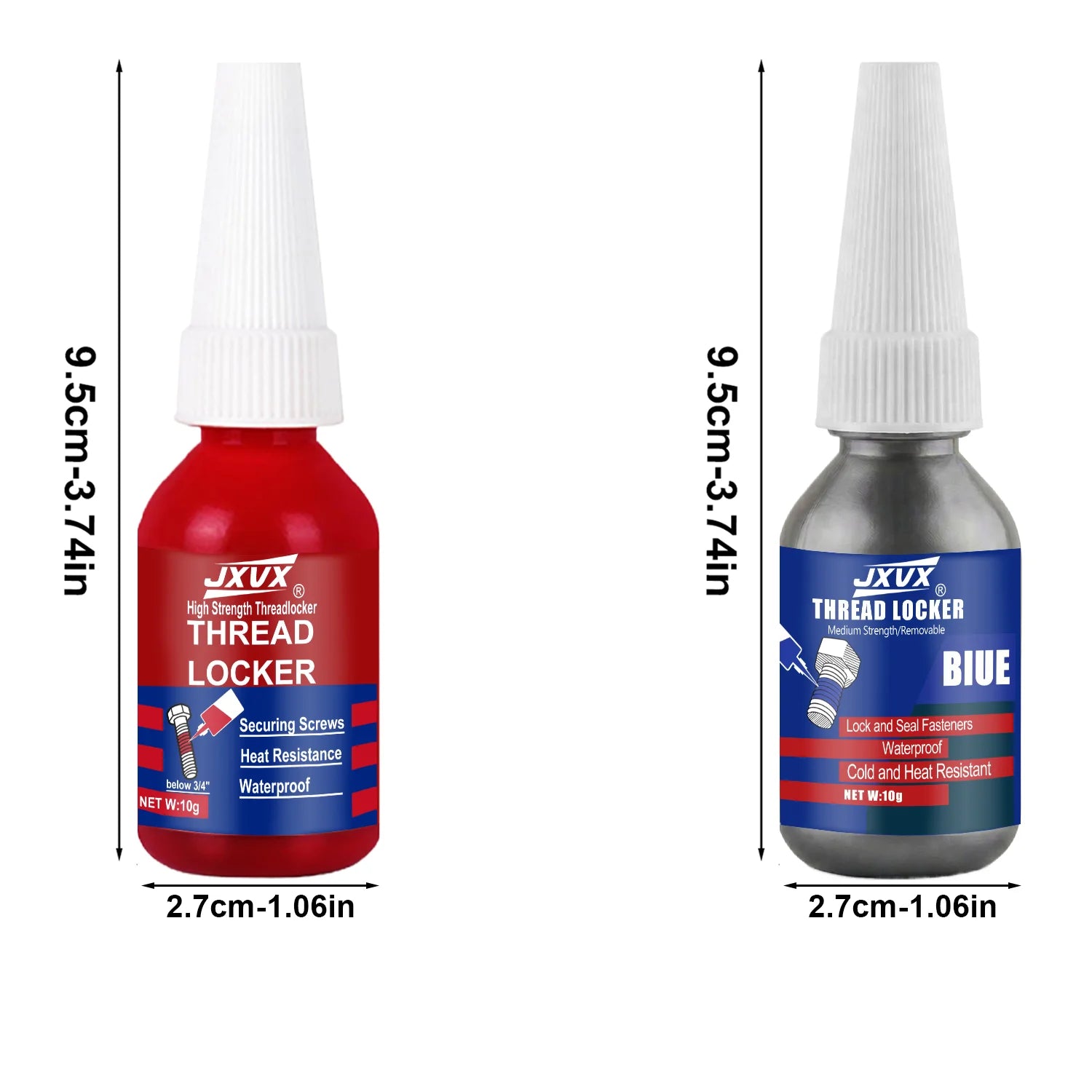 Blue and Red Threadlocker Screw Glue, Fast Curing Thread Fixing Agent, Anaerobic Adhesive, Corrosion Resistant, Anti-Loosening,