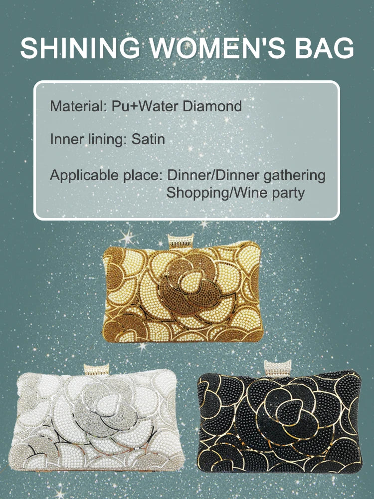 Party Banquet Glitter Handbags Fashion Elegant Crystal Bridal Wedding Clutch Bags Luxury Rhinestone Women's Evening Clutch Bag