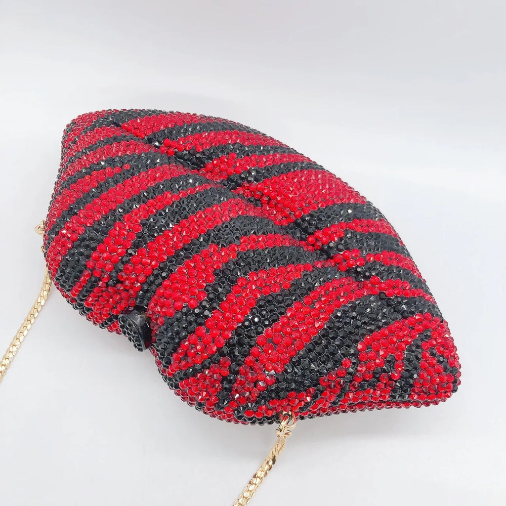 Zebra Lips Diamond Dinner Bag Banquet Rhinestones Women's Lip Clutch Bag Crystal-Embellished Party Clutch Nouveautés Sacs À Main