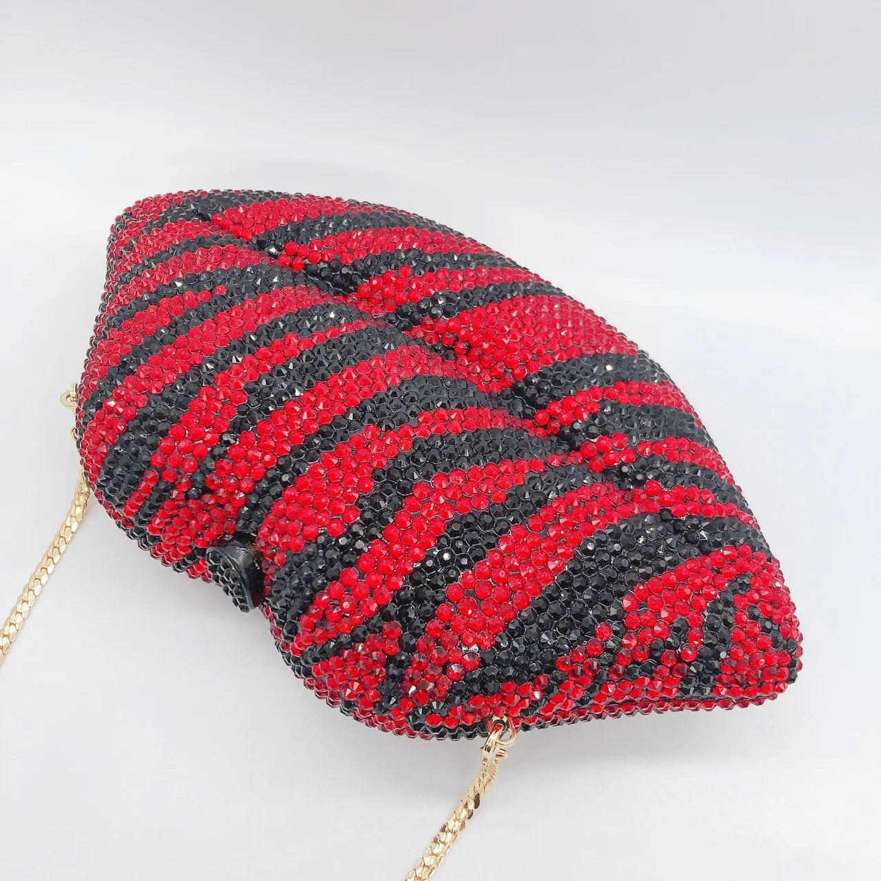 Zebra Lips Diamond Dinner Bag Banquet Rhinestones Women's Lip Clutch Bag Crystal-Embellished Party Clutch Nouveautés Sacs À Main
