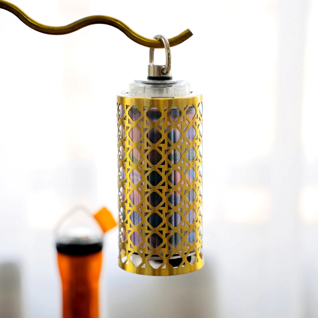 Camping lamp shell made of brass material, decorative replacement of camping lamp with creative woven pattern shell cover