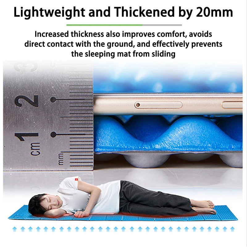 Portable Foldable Egg Crate Foam Pad Thickened Aluminum Foil Sleep Mat Moisture Proof Insulation Mat for Travel Picnic Camping