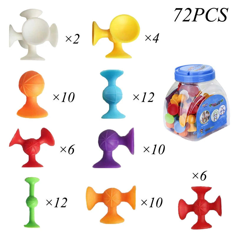 Montessori Animal Silicone Soft Building Blocks Children Toys DIY Suction Cup Assembly Construct Sensory Play Educational Toys