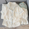 Women's Summer Pajamas, Thin Polka Dot Pattern Short-Sleeved Shorts, Sweet and Cute, Can Be Worn Outside in Summer, Two-Piece Home Wear Set