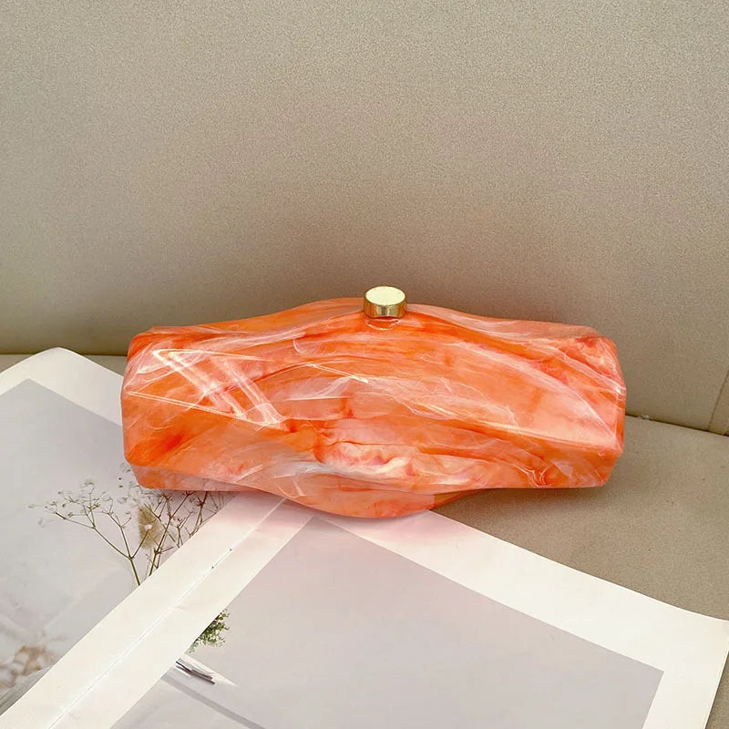 NicheDesignUniqueHigh-End Feel Acrylic Box Bag CasualVersatile Stone Pattern Handheld Crossbody Bag From China Mainland