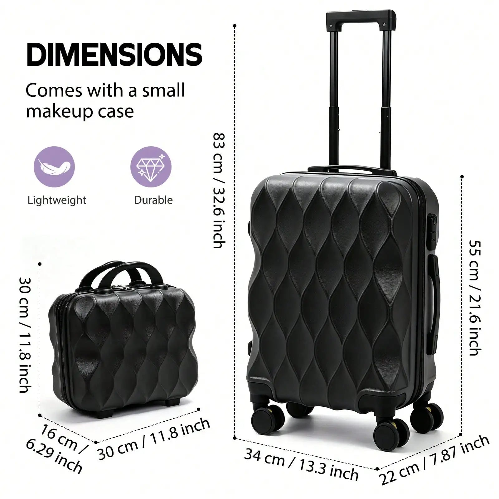 2 In 1 Luggage Sets, Portable Suitcase With Wheels Password Carry On Luggage Large Capacity Classified Storage Suitcase Adjustable Pull Rod Smooth To Use