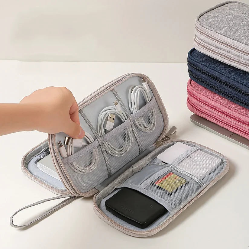 1 New Data Cable storage Bag Travel Storage Bag Portable Waterproof Double-layer Storage Bag Wire Storage Box